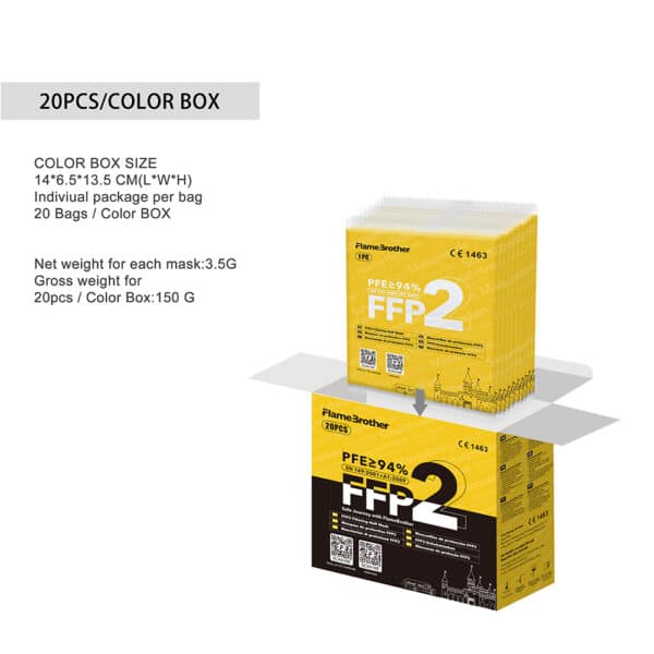 Flamebrother FFP2 Small Size Mask Colorbox 20pcs